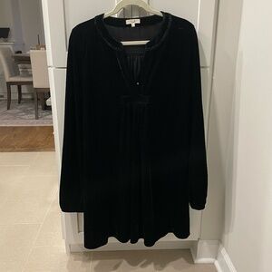 Easel Black Velour Long-Sleeve Dress/Tunic Size L
